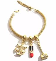 Pulseira Advogada Malhete Super Linda Folheado Ouro 18k Pulseira Advogada Malhete Super Linda Folheado Ouro 18k