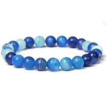 Pulseira Ágata Azul 8mm Pedra Natural Unissex Pulseira Ágata Azul 8mm Pedra Natural Unissex