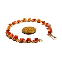 Pulseira Ágata Cornalina Corrente Natural Rolada Dourado Pulseira Ágata Cornalina Corrente Natural Rolada Dourado