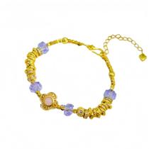 Pulseira ajustável banhada a ouro cristalino para mulheres