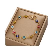 Pulseira Ajustável Colorida Olho Grego Azul Vermelho Para Mulheres E Homens, Joia Da Sorte E Riqueza