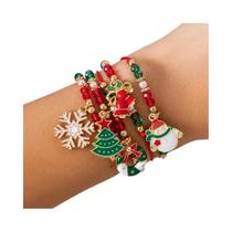 Pulseira Ajustável de Cristais com Pingente de Floco de Neve - Ideal para Natal