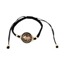 Pulseira Ajustável De São Bento Em Ouro Colorido, Feita À Mão Com Corda Trançada, Presente Religioso Pulseira Ajustável De São Bento Em Ouro Colorido, Feita À Mão Com Corda Trançada, Presente Religioso