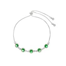 Pulseira ajustavél folheada em ródio branco betina zicônias esmeralda Pulseira ajustavél folheada em ródio branco betina zicônias esmeralda