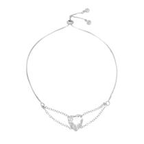 Pulseira ajustável folheada em ródio branco coração zircônias cristal breila Pulseira ajustável folheada em ródio branco coração zircônias cristal breila