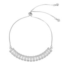 Pulseira ajustável folheada em ródio branco taylor média zircônia baguete cristal Pulseira ajustável folheada em ródio branco taylor média zircônia baguete cristal