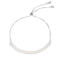 Pulseira ajustável folheada em ródio branco taylor pequena zircônias baguete cristal Pulseira ajustável folheada em ródio branco taylor pequena zircônias baguete cristal