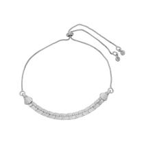 Pulseira ajustável malha florença folheada em ródio branco Pulseira ajustável malha florença folheada em ródio branco