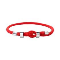 Pulseira Ajustável Masculina De Fio Vermelho Em Aço Inoxidável Com Corrente De Proteção Inalterável