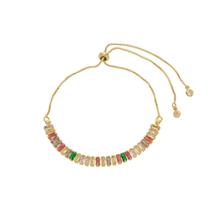 Pulseira ajustável taylor p zircônias coloridas folheada a ouro 18k Pulseira ajustável taylor p zircônias coloridas folheada a ouro 18k