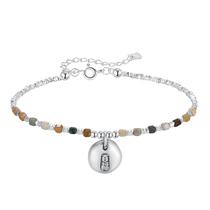 Pulseira Alxa Agate Sugar Cube com miçangas em prata esterlina 925 Pulseira Alxa Agate Sugar Cube com miçangas em prata esterlina 925