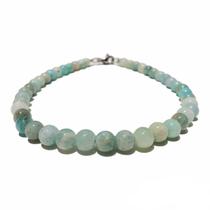 Pulseira Amazonita Natural Redondo Pequeno Fecho Aço