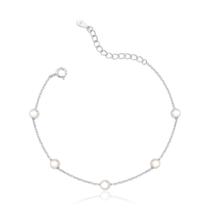 Pulseira Americana De Prata 925 Com Pérolas 4mm Pulseira Americana De Prata 925 Com Pérolas 4mm