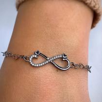 Pulseira Amor infinito cravejado em micro zircônia banho em ródio negro Pulseira Amor infinito cravejado em micro zircônia banho em ródio negro