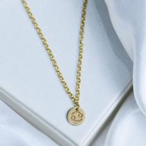 Pulseira Amuleto Com Símbolo De Câncer E Lua - Prata Banhado A Ouro 18k