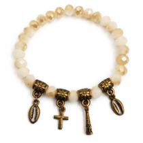Pulseira Amuletos Cristal Orixá Obaluaê Proteção Omolú Axé