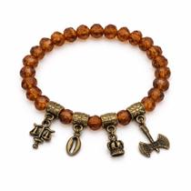 Pulseira Amuletos Cristal Orixá Xangô Marrom Proteção Axé Pulseira Amuletos Cristal Orixá Xangô Marrom Proteção Axé
