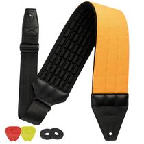 Pulseira Amumu AIRAFT para guitarra e baixo com 10 cm de largura amarela ajustável