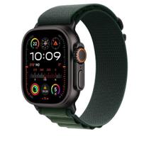 Pulseira Apple Watch 49 mm, Loop Trail Verde-escura, Apple, Preto de Titânio