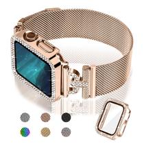 Pulseira Apple Watch Joyozy Magnetic Milanese Loop em ouro rosa