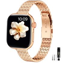 Pulseira Apple Watch MioHHR Slim Metal 38 mm a 42 mm em ouro rosa