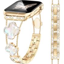Pulseira Apple Watch MOINSPIRE Bling Diamond Clover feminina dourada Pulseira Apple Watch MOINSPIRE Bling Diamond Clover feminina dourada