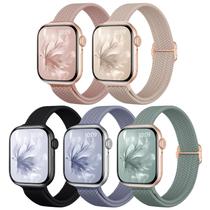 Pulseira Apple Watch Osochic Slim Braided Elástica, Pacote com 5, 40-49 mm