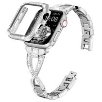 Pulseira Apple Watch Wipalor Dressy X Band para mulheres 40 mm prateada