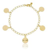 Pulseira Arabella Corrente Elos Círculos Diamantados banhada em ouro 18k