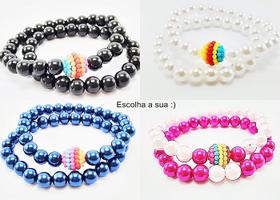 Pulseira Arco íris em pérolas artificiais Lgbt - REF PP1/0119