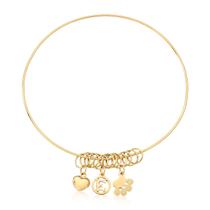 Pulseira Argola pet dog letra coração berloque Ouro 18K Pulseira Argola pet dog letra coração berloque Ouro 18K
