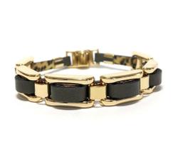 Pulseira Armazem Rr Bijoux Couro Entrelaçada Verde Dourado