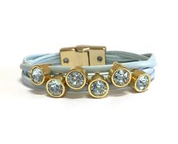 Pulseira Armem Rr Bijoux Couro Cristais ul