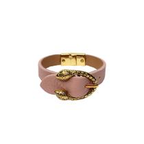 Pulseira Armém Rr Bijoux Couro Fivela Cobra Rose