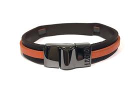 Pulseira Armem Rr Bijoux Couro Masculina Fé Café E Laranja