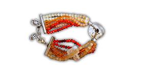 Pulseira artesanal de missanga com pedra vermelha Pulseira artesanal de missanga com pedra vermelha