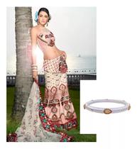 Pulseira Artesanal Indiana, Branca Com Chatons Furtacor HC-31