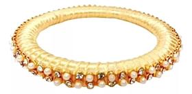 Pulseira Artesanal Indiana, Dourada Com Pérolas HC-33