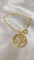 Pulseira árvore da vida c/ zircônia colorida fecho boia banho ouro 18k Pulseira árvore da vida c/ zircônia colorida fecho boia banho ouro 18k