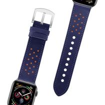 Pulseira Azul Couro Legítimo Inox p/ Apple Watch 38/40 Pulseira Azul Couro Legítimo Inox p/ Apple Watch 38/40