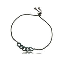 Pulseira Azul Turquesa Entrelaços Ródio Negro