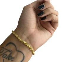 Pulseira Baiano 3mm Feminina - Banhado a Ouro 18k