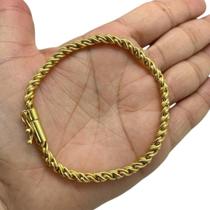 Pulseira Baiano 6Mm Fecho Canhão Banhado A Ouro 18K Pulseira Baiano 6Mm Fecho Canhão Banhado A Ouro 18K