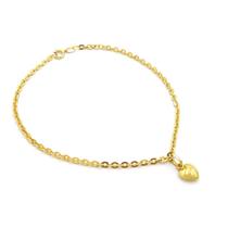 Pulseira Bailarina de Ouro 18k com Berloque Pingente Coração Bracelete Feminino