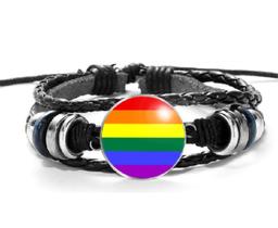 Pulseira Bandeira do Orgulho Gay Pride Cores do Arco Íris LGBT Unissex e Ajustável