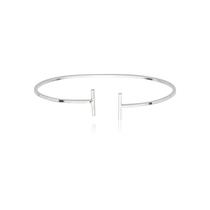 Pulseira Bangle Prata 925 Aberta Estilo T Minimalista Delicada Feminina Pulseira Bangle Prata 925 Aberta Estilo T Minimalista Delicada Feminina