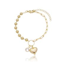 Pulseira Banhada A Ouro 18k Coração Com Bolinhas. Pulseira Banhada A Ouro 18k Coração Com Bolinhas.