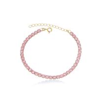 Pulseira Banhada a Ouro 18K Riviera Rosa 4mm Pulseira Banhada a Ouro 18K Riviera Rosa 4mm