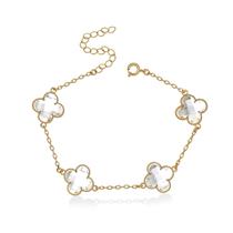 Pulseira Banhada a Ouro 18k Trevos Cristal Pulseira Banhada a Ouro 18k Trevos Cristal