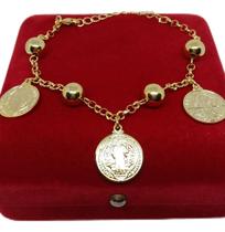 Pulseira Banhada a Ouro Cadeado 3mm Idêntica Ouro